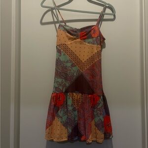 Urban Outfitters Colorful Patchwork Drop Waist Dress